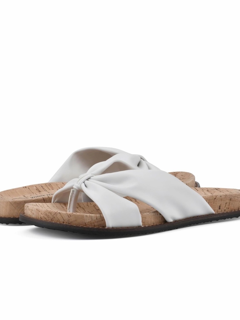 White Mountain White Knotted Slide Sandals with Cork-Style Footbed